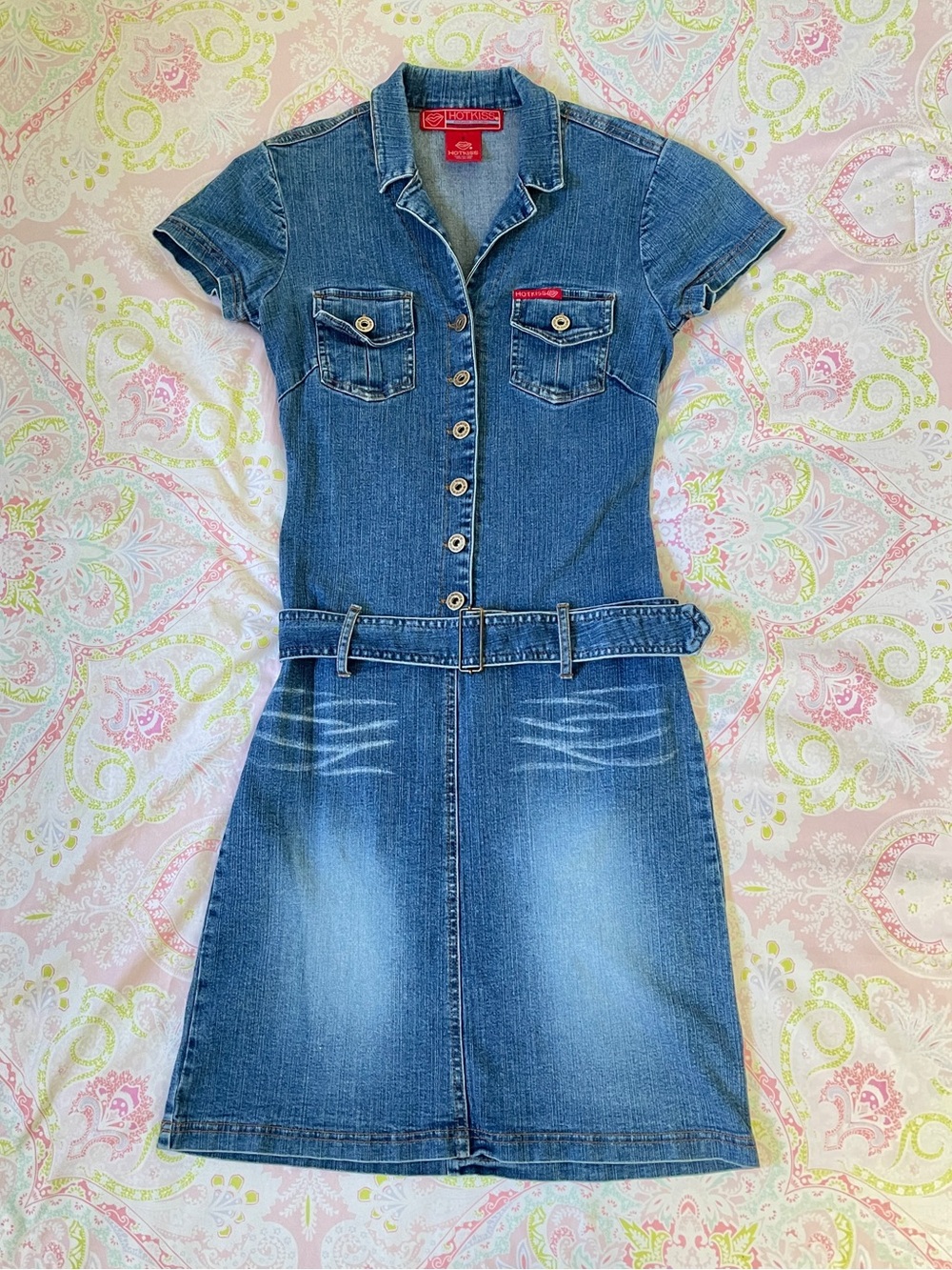 Hot Kiss Red-Label Blue Denim Belted Dress